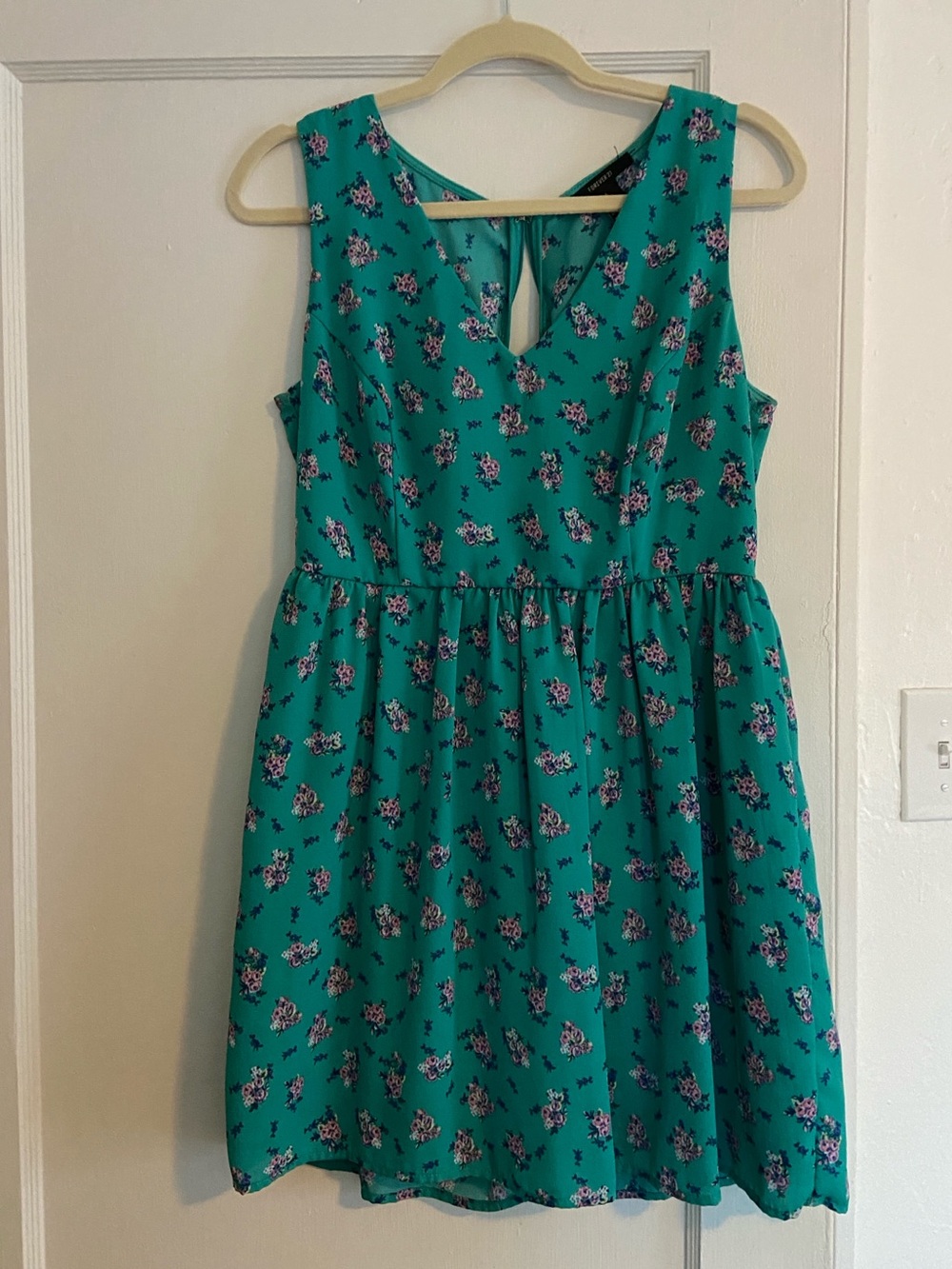 Forever 21 Teal Floral Sleeveless Dress